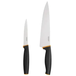 FISKARS CONTROL+ Zestaw 2 noży COOK'S SET w pudełku + Ostrzałka 3w1 uniwersalna / japońska stal nierdzewna