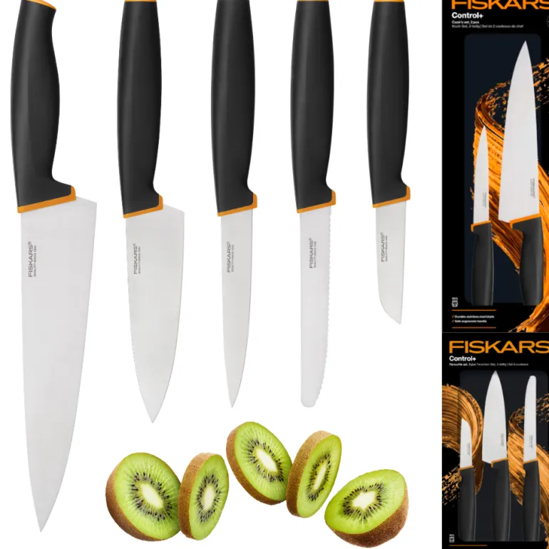 FISKARS CONTROL+ Zestaw 5 noży FAVOURITE + COOK'S SET w pudełku / japońska stal nierdzewna