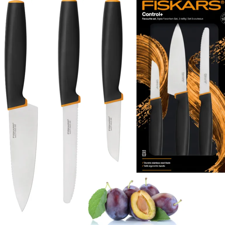 FISKARS CONTROL+ Zestaw 3 noży FAVOURITE SET w pudełku / japońska stal nierdzewna