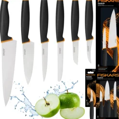 FISKARS CONTROL+ Zestaw 6 noży kuchennych FAVOURITE + COOK'S SET + Ostrzałka ceramiczna Essential Roll-Sharp / japońska stal nierdzewna