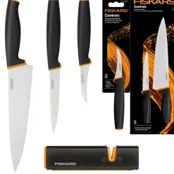 FISKARS CONTROL+ Zestaw 3 noży kuchennych COOK'S SET + Ostrzałka Edge / japońska stal nierdzewna