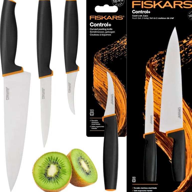 FISKARS CONTROL+ Zestaw 3 noży kuchennych COOK'S SET + Ostrzałka Edge / japońska stal nierdzewna