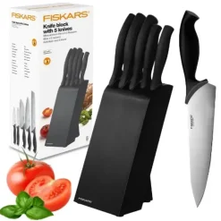 FISKARS CONTROL 1073023 Zestaw 5 noży kuchennych w czarnym bloku