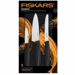 FISKARS CONTROL+ Zestaw 5 noży w pudełku + Ostrzałka ceramiczna Essential Roll-Sharp / japońska stal nierdzewna