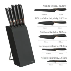 FISKARS EDGE 1003099 Zestaw 5 noży kuchennych w bloku czarnym / stal 420J2 / czarne ostrza + OSTRZAŁKA Essential
