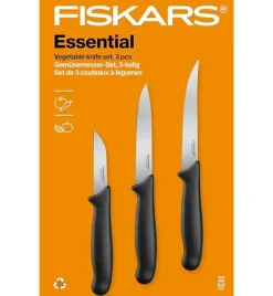 FISKARS ESSENTIAL Komplet 11 noży (kuchenne +Szefa+do obierania+do warzyw) w pudełku/ stal nierdzewna