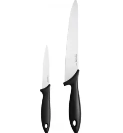 FISKARS ESSENTIAL Komplet 5 noży (kuchenne +do warzyw) w pudełku | stal nierdzewna HRC 53 + Skrobaczka ESSENTIAL