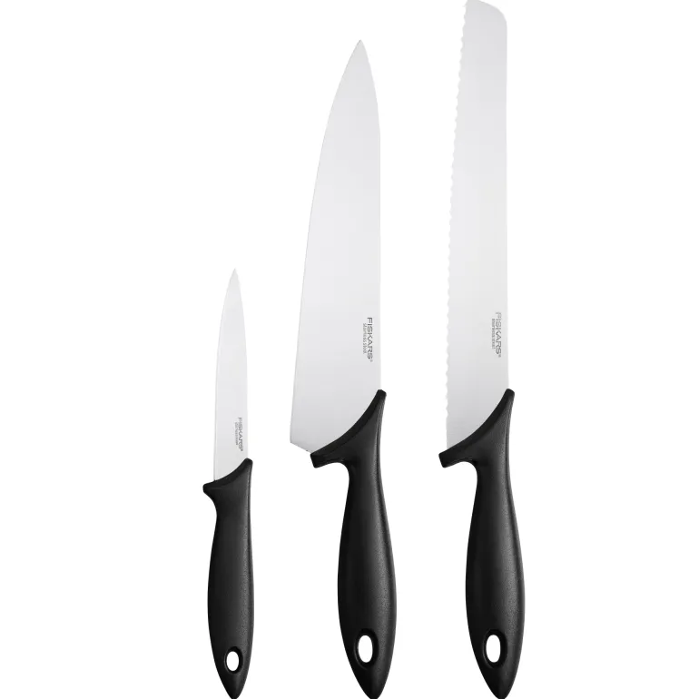 FISKARS ESSENTIAL Komplet 7 noży (kuchenne + do obierania + do pomidorów) / stal nierdzewna