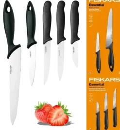 FISKARS ESSENTIAL Komplet 5 noży (kuchenne +do warzyw) w pudełku | stal nierdzewna HRC 53