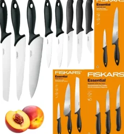 FISKARS ESSENTIAL Komplet 8 noży (kuchenne +Szefa +do warzyw) w pudełku / stal nierdzewna HRC 53