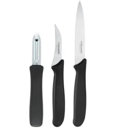 FISKARS ESSENTIAL Komplet 11 noży (kuchenne +Szefa+do obierania+do warzyw) w pudełku + Ostrzałka ESSENTIAL