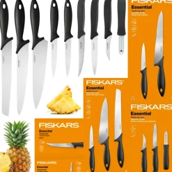 FISKARS ESSENTIAL Komplet 9 noży (kuchenne + Szefa + do obierania + do pomidorów) / stal nierdzewna