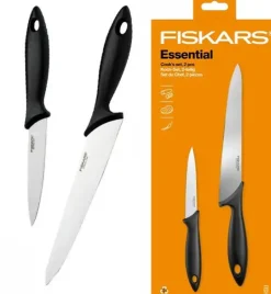 FISKARS ESSENTIAL Zestaw 2 noży Szefa kuchni / stal nierdzewna + tworzywo sztuczne
