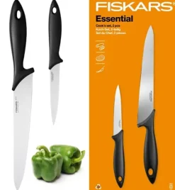 FISKARS ESSENTIAL Zestaw 2 noży Szefa kuchni / stal nierdzewna + tworzywo sztuczne