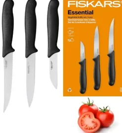 FISKARS ESSENTIAL Zestaw 3 noży do warzyw / stal nierdzewna + tworzywo sztuczne