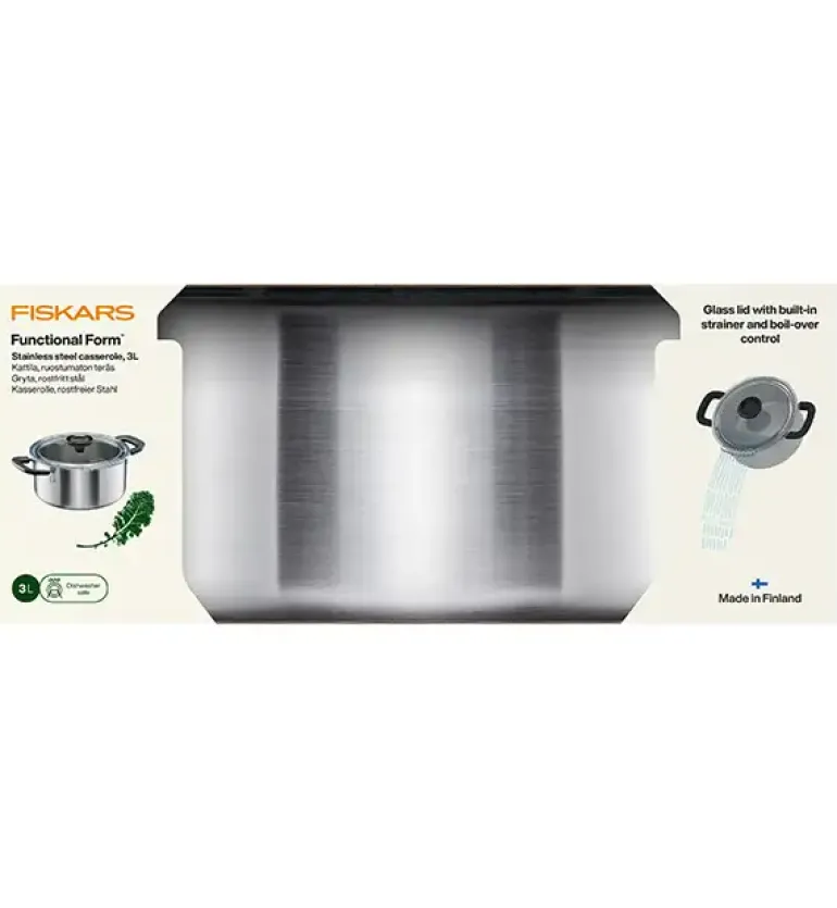 FISKARS FUNCTIONAL FORM 1072316 Garnek 3 l z pokrywką / stal nierdzewna