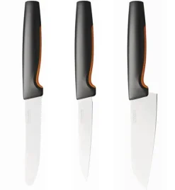FISKARS FUNCTIONAL FORM 1057556+1057564 Komplet 6 noży kuchennych (3+3) w pudełkach + ostrzałka ESSENTIAL