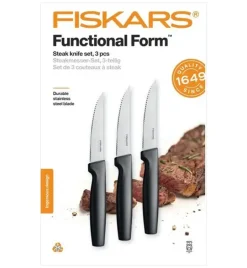 FISKARS FUNCTIONAL FORM 1057556+1057564 Komplet 6 noży kuchennych (3+3) w pudełkach + ostrzałka ESSENTIAL
