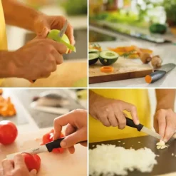 FISKARS FUNCTIONAL FORM Komplet 5 noży kuchennych w bloku drewnianym + Ostrzałka Essential