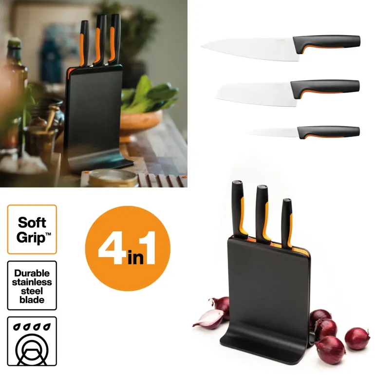 FISKARS FUNCTIONAL FORM 1057555 Komplet 3 noży w bloku czarnym