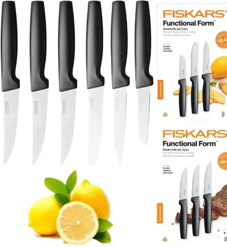 FISKARS FUNCTIONAL FORM 1057561+1057564 Komplet 6 noży kuchennych w pudełkach / stal nierdzewna