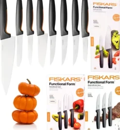 FISKARS FUNCTIONAL FORM 1057556+1057557+1057564 Komplet 8 noży kuchennych (3+2+3) FAVOURITE SET w pudełku / stal nierdzewna