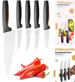 FISKARS FUNCTIONAL FORM 1057557+1057564 Komplet 5 noży kuchennych (2+3) w pudełku / stal nierdzewna