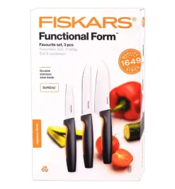 FISKARS FUNCTIONAL FORM 1057556 Komplet 3 noży kuchennych FAVOURITE SET w pudełku / stal nierdzewna
