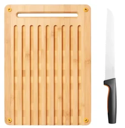 FISKARS FUNCTIONAL FORM 1057556+1057551 Komplet 4 noży kuchennych + deska do krojenia 35x25 cm w pudełku