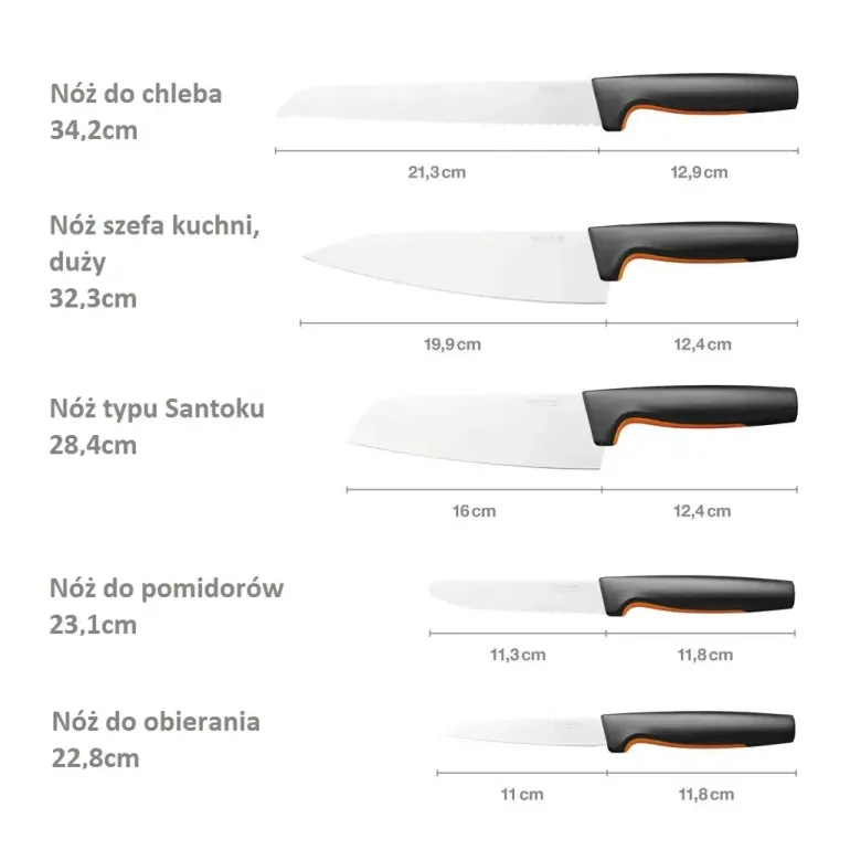 FISKARS FUNCTIONAL FORM 1057556+1057558 Komplet 8 noży (3+5) w pudełkach + ostrzałka ESSENTIAL