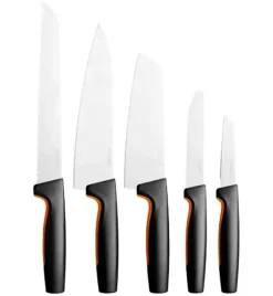 FISKARS FUNCTIONAL FORM 1057556+1057558 Komplet 8 noży (3+5) w pudełkach + ostrzałka ESSENTIAL