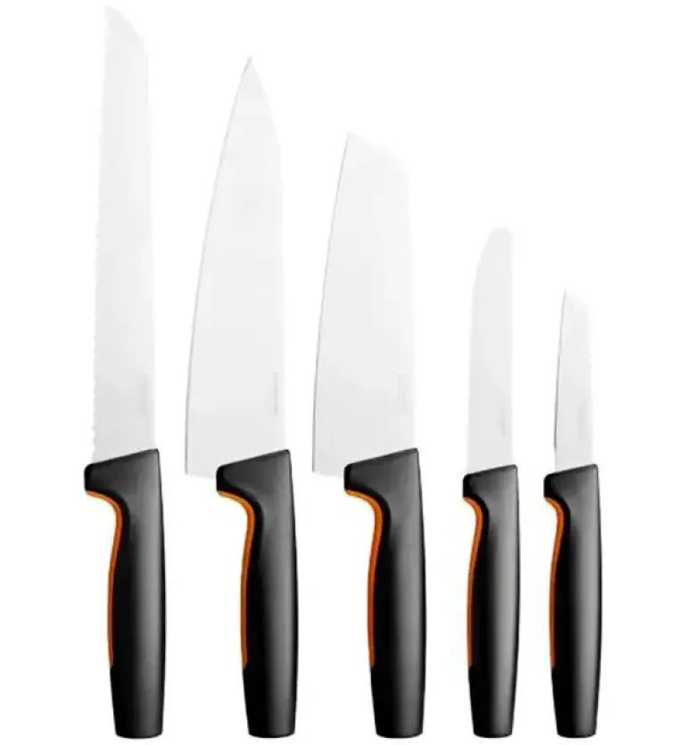 FISKARS FUNCTIONAL FORM 1057556+1057558 Komplet 8 noży (3+5) w pudełkach + ostrzałka ESSENTIAL