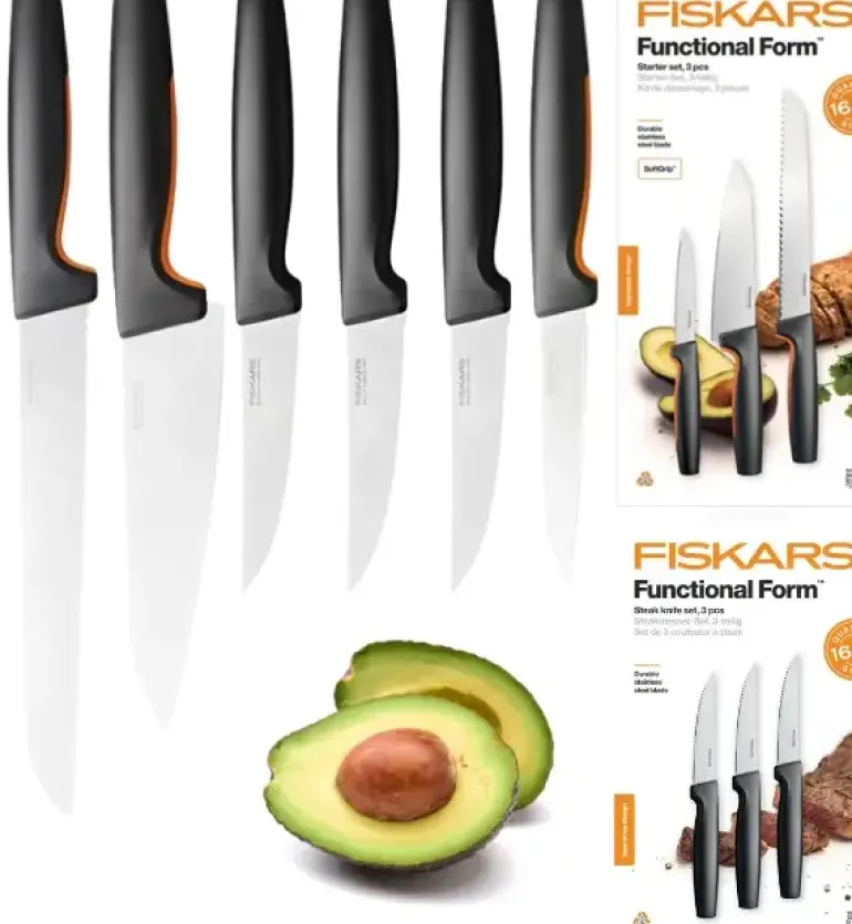 FISKARS FUNCTIONAL FORM 1057559+1057564 Komplet 6 noży kuchennych (3+3) w pudełkach / stal nierdzewna