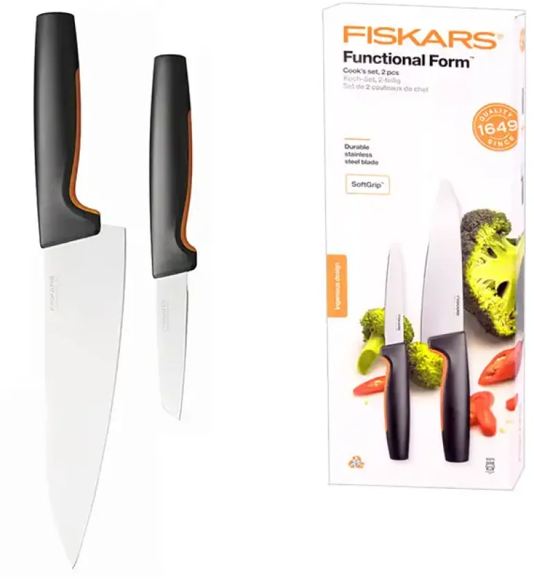 FISKARS FUNCTIONAL FORM 1057561+1057557 Komplet 5 noży kuchennych STARTER SET w pudełku / stal nierdzewna