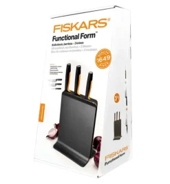 FISKARS FUNCTIONAL FORM 1057555 Komplet 3 noży w bloku czarnym + ostrzałka Fiskars Edge