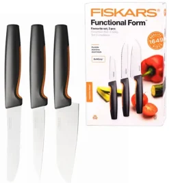 FISKARS FUNCTIONAL FORM 1057556+1057559 Komplet 6 noży (3+3) w pudełkach + ostrzałka ESSENTIAL