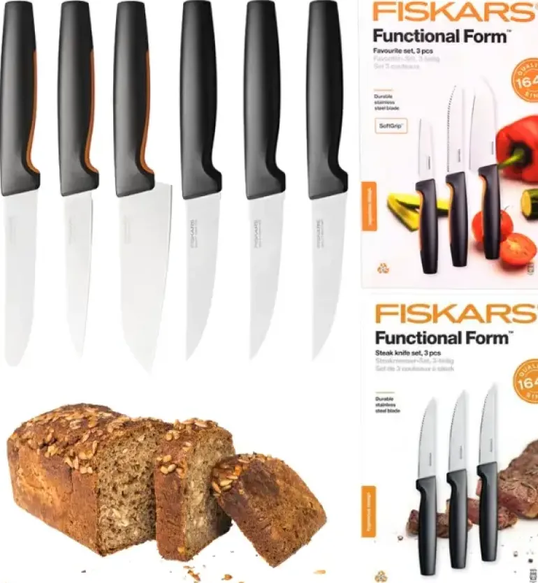 FISKARS FUNCTIONAL FORM 1057556+1057564 Komplet 6 noży kuchennych (3+3) w pudełku / stal nierdzewna