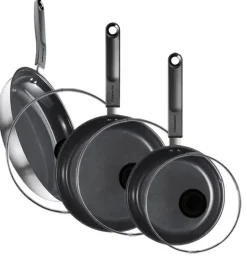 FISKARS FUNCTIONAL FORM Komplet patelni 20, 24, 28 cm + pokrywki TADAR + Wok / powłoka Ceratec™