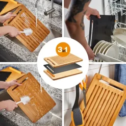FISKARS FUNCTIONAL FORM Zestaw 2 desek do krojenia + nakładka 35x25 cm / bambus + tworzywo