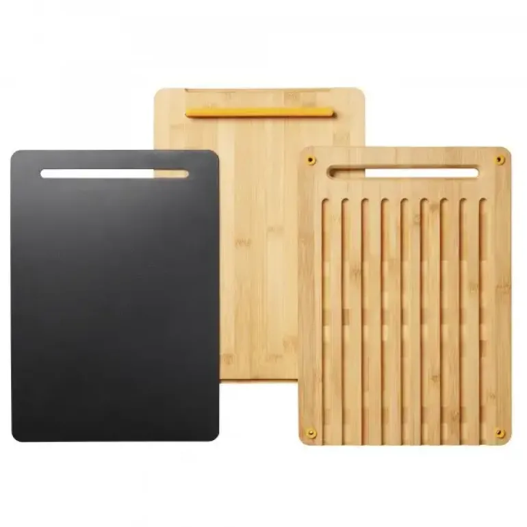 FISKARS FUNCTIONAL FORM Zestaw 2 desek do krojenia + nakładka 35x25 cm / bambus + tworzywo