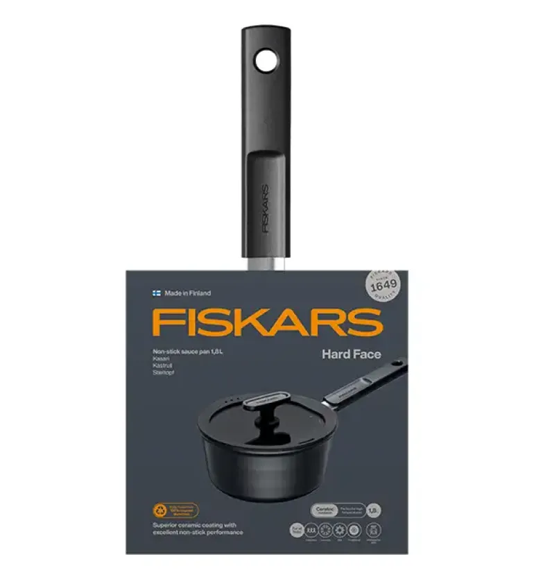 FISKARS HARD FACE Komplet garnki z pokrywkami 8 el / powłoka Ceratec™ Superior