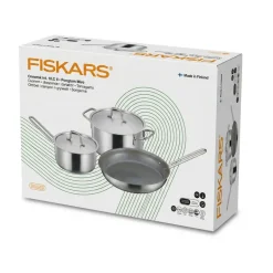 FISKARS Zestaw garnków 5 el | Garnek 20 cm / 3 L + Rondel 16 cm / 1,5 L + Patelnia 28 cm