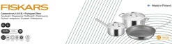 FISKARS Zestaw garnków 5 el | Garnek 20 cm / 3 L + Rondel 16 cm / 1,5 L + Patelnia 28 cm