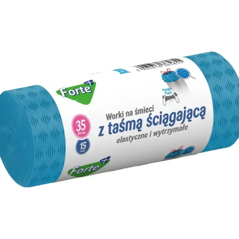 FORTE+ Komplet 10x Worki na śmieci 35 L | 15 szt. + 10x Worki na śmieci 60 L | 10 szt. / LDPE / z taśmą i przetłoczeniami