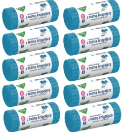 FORTE+ Komplet 10x Worki na śmieci 35 L / 15 szt. / LDPE / z taśmą / moletowane (z przetłoczeniami)