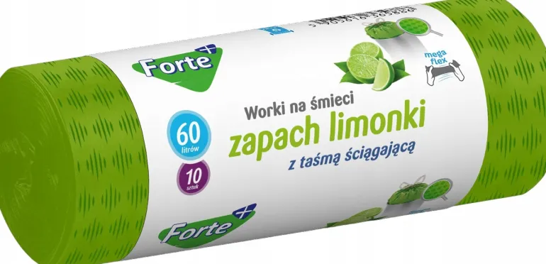 FORTE+ Komplet 10x Worki na śmieci 35 L | 15 szt. + 10x Worki na śmieci 60 L | 10 szt. / LDPE / z taśmą i przetłoczeniami / zapach limonka