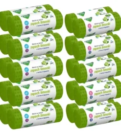 FORTE+ Komplet 10x Worki na śmieci 35 L | 15 szt. + 10x Worki na śmieci 60 L | 10 szt. / LDPE / z taśmą i przetłoczeniami / zapach limonka