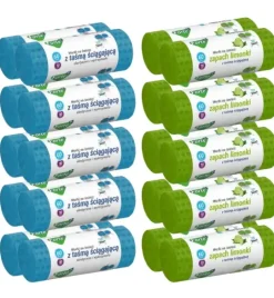 FORTE+ Komplet 10x Worki na śmieci 60 L | 10 szt.+ 10x Worki na śmieci 60 L | 10 szt. (zapach limonka) / LDPE / z taśmą i przetłoczeniami