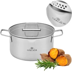 GERLACH AMBIENTE GARNEK 5,0 L Z POKRYWKĄ 24 cm / stal nierdzewna