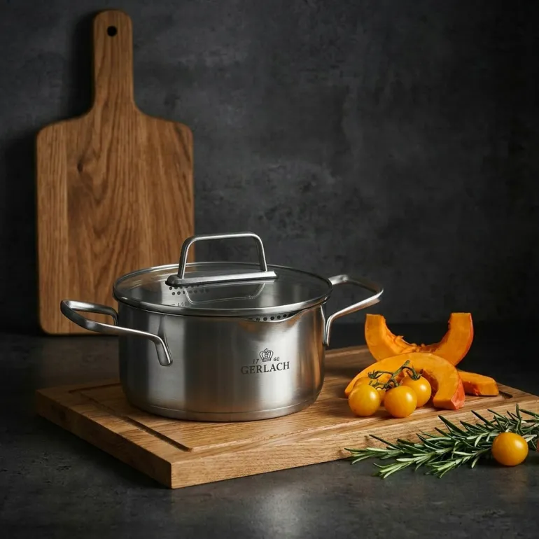 GERLACH AMBIENTE GARNEK 1,5 L Z POKRYWKĄ 16 cm / stal nierdzewna